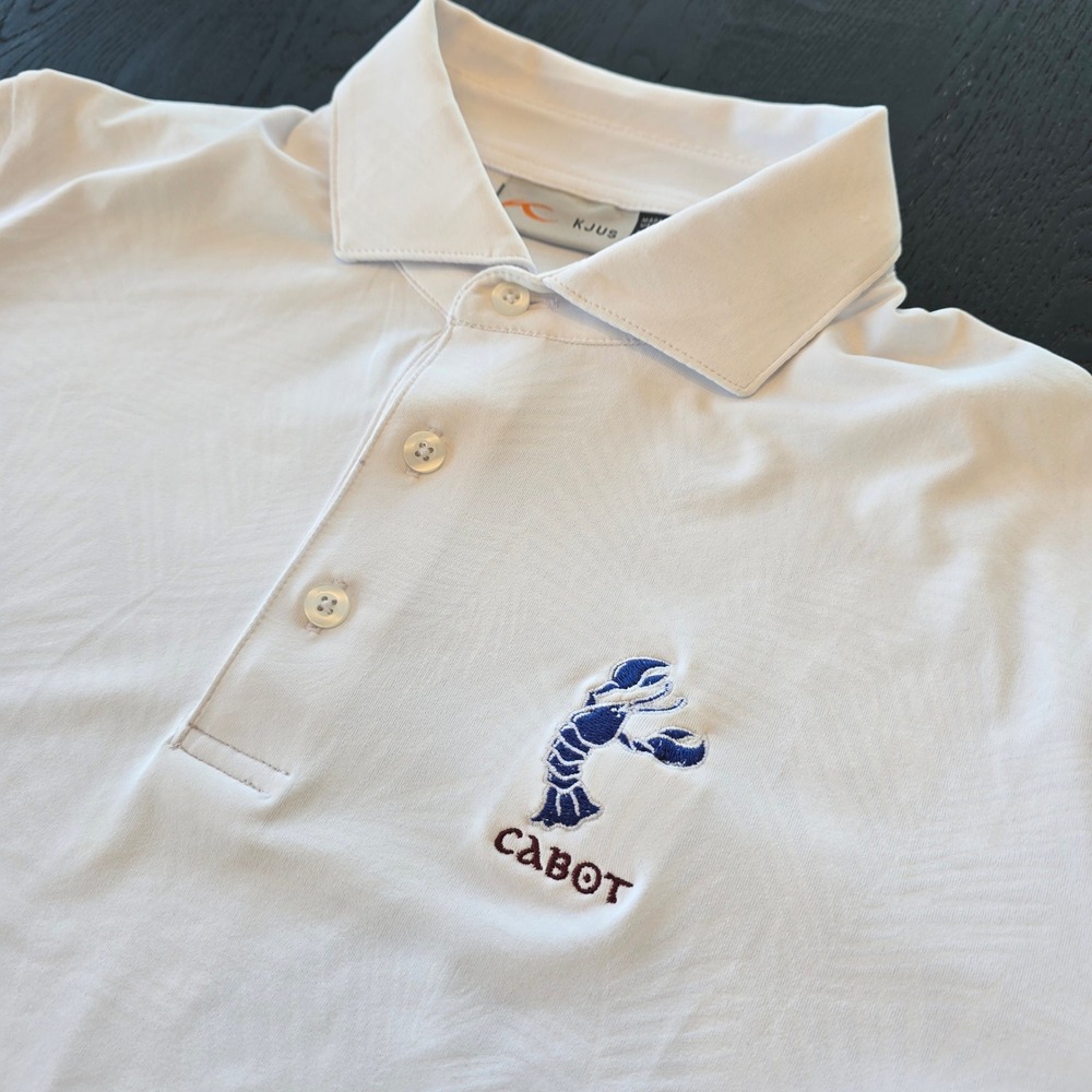 Kjus Men Motion Embossed Polo‎ Shirt White Cabot Lobster Golf UPF 50+ Size 50 M